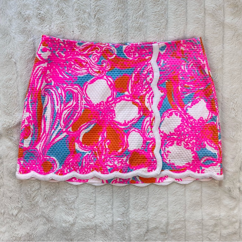 LILLY PULITZER pink orange pique Michelina skort skirt in Feeling Tanked